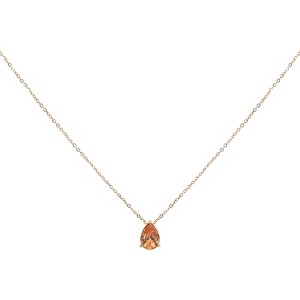 Unique Bargains Women's Birthstone Cubic Zirconia 18K Gold Plated Teardrop Necklace 17.7" - 1 of 4