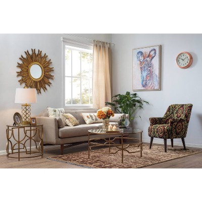 35.5" Gold Sunburst Round Wood Wall Mirror