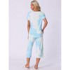 cheibear Women's Pajama Set Tie Dye Short Sleeve Capri Pants Lounge Sets with Pockets - 3 of 4