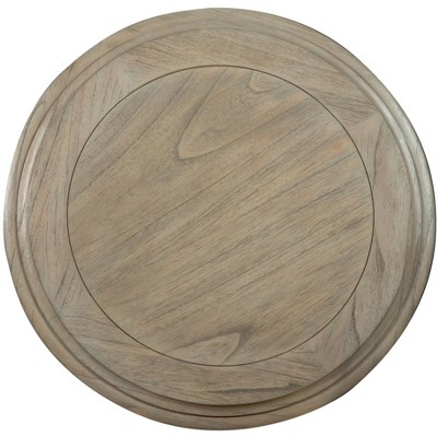 Traditional Gray Round Chairside Table with Tapered Pedestal