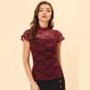 INSPIRE CHIC Women's Elegant Floral Lace Short Sleeve Keyhole Back Semi-Sheer Top - 2 of 4