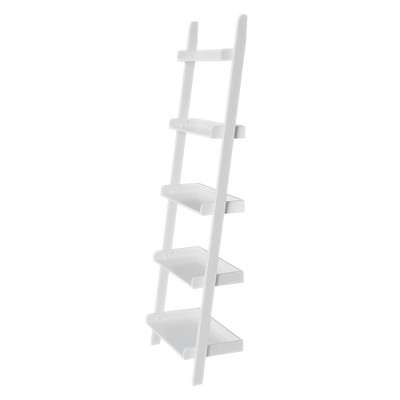 '72.25'' 5 Tier Solid Wood Leaning Bookcase White - International Concepts'