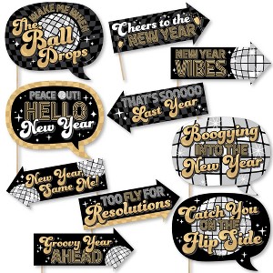 Big Dot of Happiness Funny Disco New Year - Groovy NYE Party Photo Booth Props Kit - 10 Piece - 1 of 4