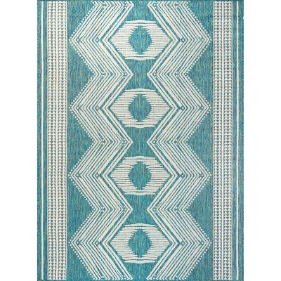 nuLOOM Rayna Geometric Stain Resistant High Traffic Outdoor Area Rug