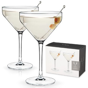 Viski Angled Martini Glasses, Set of 2, Holds 9 oz, Lead-Free Crystal, Stemmed Cocktail Barware - 1 of 4