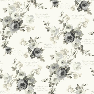 RoomMates Heirloom Magnolia Home Wallpaper Gray: Self-Adhesive Floral, Peelable & Repositionable, Modern Botanical Decor