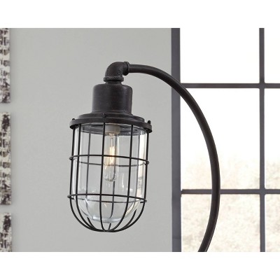 Edison Black Metal Desk Lamp with Glass Shade