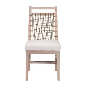 bali & pari Ulric Mahogany Wood Dining Chair White Wash: Bohemian Style, Foam Padded, No Assembly Required - 1 of 4