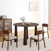SpassWay 30" Height Contemporary Round Wood Table Versatile Dining Conference Entertaining Solution in Black/Walnut/Natural Wood Finish - 2 of 4
