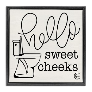Stupell Industries Hello Sweet Cheeks with Toilet Floating Frame Canvas Art - 1 of 4