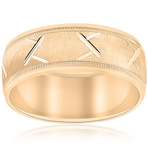 M-Fit 10Kt Yellow Gold 7mm Beveled-Edge Band With Satin Finish