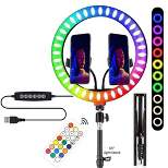 Vivitar Vlog Essentials 12 Inch Full Color RGB LED Ring Light 360 Rotation with 2 Phone Cradles Remote and 63" Light Stand