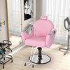 Tangkula Barber Chair Reclining Salon Chair for Hair Stylist w/ Adjustable Height Headrest Pink - 2 of 4