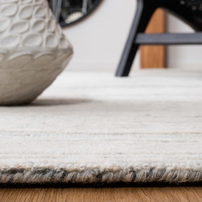 Handmade Dark Grey and Ivory Wool Runner Rug