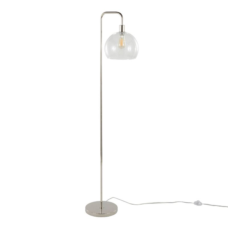 LumiSource Metro 61&#34; Contemporary Metal Floor Lamp in Polished Nickel with Clear Seeded Glass Shade from Grandview Gallery, 2 of 7