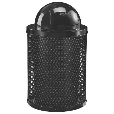 Outdoor Diamond Industrial Steel Trash Can, 36 gal, Black
