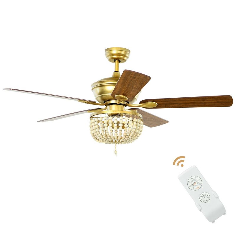 Costway 52'' Retro Ceiling Fan Light w/ Reversible Blades Remote Control, 1 of 11