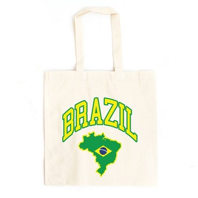 City Creek Prints Brazil Map Canvas Tote Bag - 15x16 - Natural