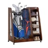 MOEPISY Sports Racks Golf Bag Organizer for Garage, Premium Wooden Golf Clubs Storage Rack Fit 2 Golf Bags, Brown - 3 of 4