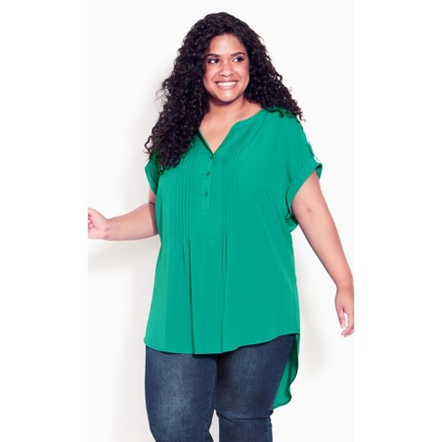 Avenue Studio  Women's Plus Size Longline Blouse - Teal - 26w/28w