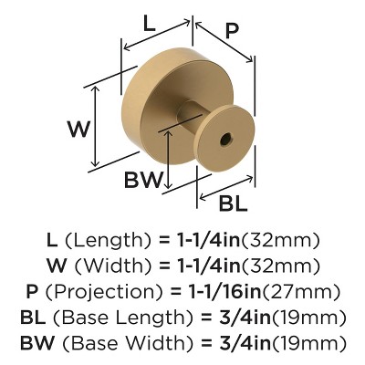 Champagne Bronze Round Cabinet Knob with Mounting Hardware