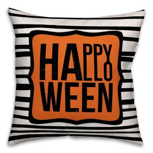 Creative Products Happy Halloween Stripes 16x16 Indoor / Outdoor Pillow - 1 of 2