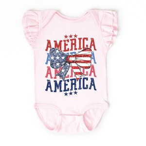 The Juniper Shop America Wave Stacked Coquette Flutter Sleeve Bodysuit - 1 of 4