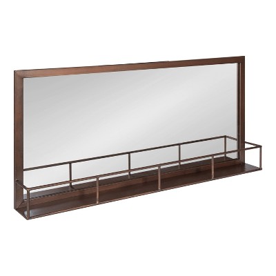 40" x 18" Jackson Metal Framed Decorative Wall Mirror with Shelf Bronze - Kate & Laurel All Things Decor