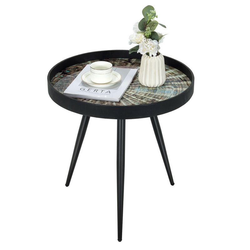 Costway Round Coffee Table Modern End Table Versatile Side Table w/ Wooden Tray Top, 1 of 14