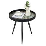 Costway Round Coffee Table Modern End Table Versatile Side Table w/ Wooden Tray Top