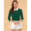INSPIRE CHIC Women's 3/4 Sleeves Contrast Collar Blouse Tops - 3 of 4