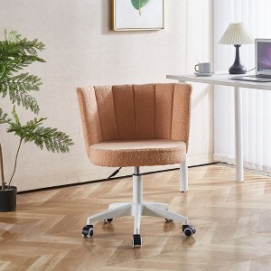 Home Office Chair Set of 1, Fluffy Fuzzy Comfortable Makeup Vanity Chair, Swivel Desk Chair Height Adjustable Dressing Chair, for Bedroom - 1 of 4
