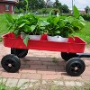 Vynxaria Garden cart Reuniong  Railing,  solid Wheels, All Terrain Cargo Wagon with 280lbs Weight Capacity, Red - 3 of 4