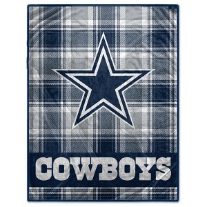 NFL Dallas Cowboys Plaid Oversized Ultra Cozy Throw Blanket - 1 of 3