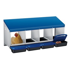 Chicken Nesting Box, 3 Compartment Roll Away Design for High-Volume Egg Collection and Easy Wall Mounting with Metal Legs - 1 of 4