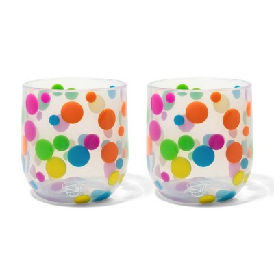 Silipint: Silicone Stemless Wine Glasses 12oz: 2 pk - Polka Dot