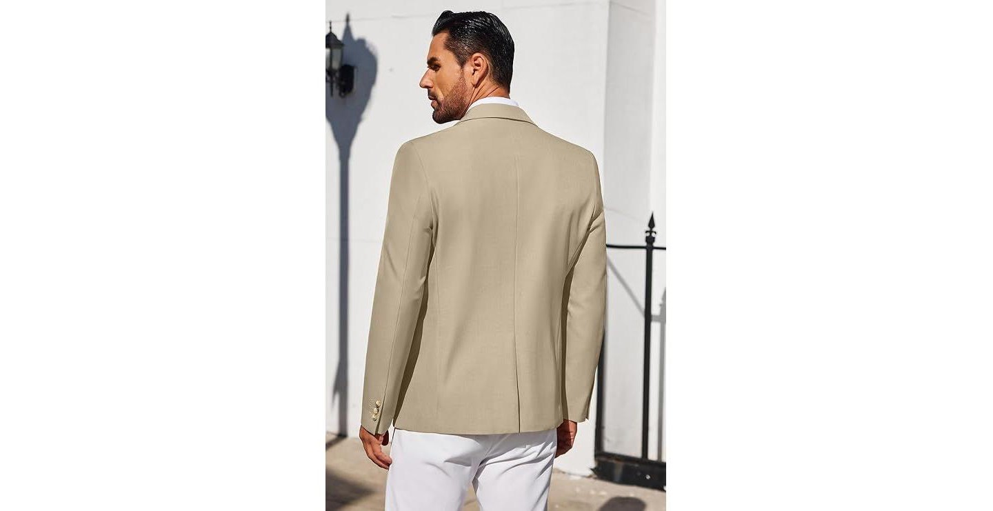 Мужской пиджак COOFANDY Blazer Business Suit Jacket Slim Fit Two Button Casual Sport Coats Grey, цвет: Серый — фото 4