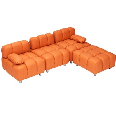 VYNXARIA 90.60-inch technology cloth orange sofa, waterproof, stain and cat scratch resistant