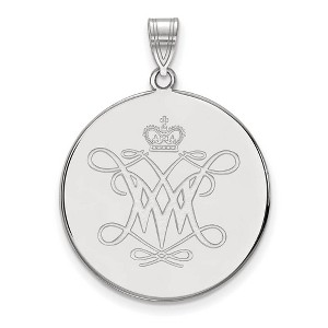Black Bow Jewelry 10k White Gold College of William & Mary Tribe NCAA Extra Large Pendant - 1 of 3