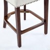 INFURNIC Counter and Bar Stools Linen Upholstered Curved Back Bar Chairs with Nailhead Trim for Dining Room, Beige, 22.05"*19.7"*39" - 4 of 4