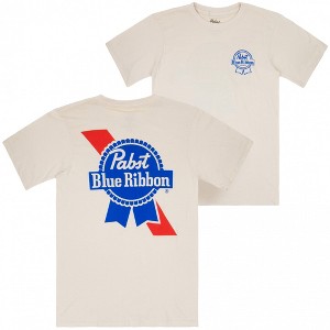 Mens Pabst Blue Ribbon Distressed Logo Front and Back Print T-Shirt - 1 of 4