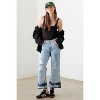 Slickblue Women's Cropped Acid Washed Denim, Raw Flare Hem, Stretch Fit, Zipper Closure, Size 26/3-27/5, Blue - 2 of 4
