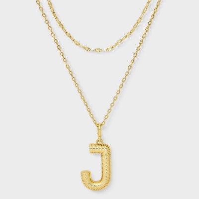 14K Gold Dipped Cubic Zirconia Duo Initial Multi-Strand Necklace - A New Day™ Gold