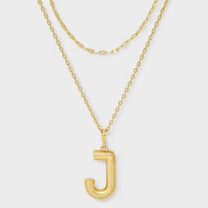 14K Gold Dipped Cubic Zirconia Duo Initial Multi-Strand Necklace - A New Day™ Gold - 1 of 4