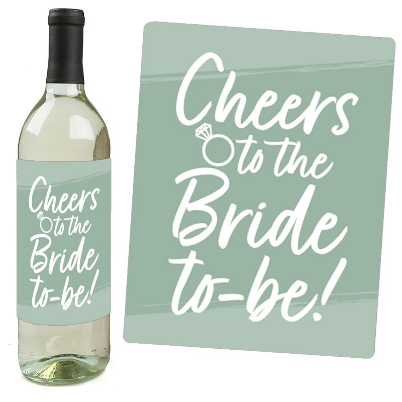 Big Dot of Happiness Sage Green Elegantly Simple - Wedding or Bridal Shower Guest Party Favors Decorations  - Wine Bottle Label Stickers - Set of 4, 2 of 9