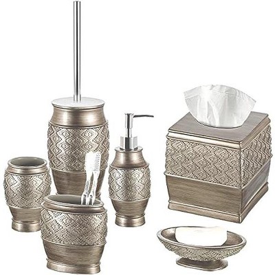 Creative Scents Dublin Silver Bathroom Accessory Set - 6 Piece