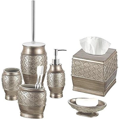 Creative Scents Silver Mosaic 6 Piece Bathroom Accessories Set