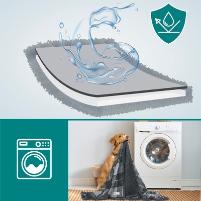 Large Charcoal Plaid Waterproof Sherpa Dog Blanket