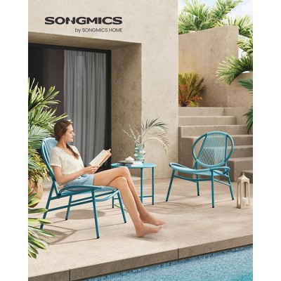 Patio Furniture Set 3 Pieces, Garden Bistro Set, Acapulco Chairs, Outdoor Seating, Side Table and 2 Chairs