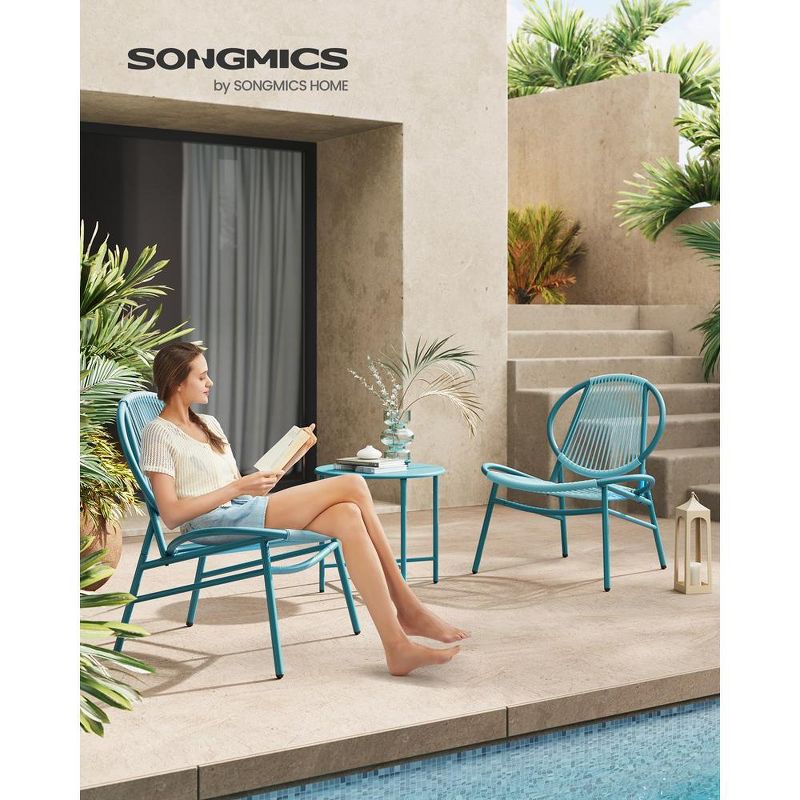 SONGMICS Patio Furniture Set 3 Pieces, Garden Bistro Set, Acapulco Chairs, Outdoor Seating, Side Table and 2 Chairs, 2 of 10